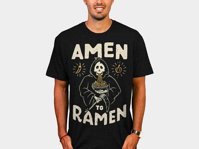 Amen Ramen illustration lettering merch skitchism t shirt typography