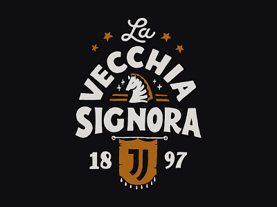 La Vecchia Signora brand illustration inspiration lettering merch design skitchism t shirt typography vintage