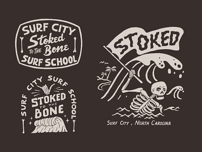 Stoked to the Bone branding handlettering illustration lettering merch merch design skitchism t shirt typography vintage