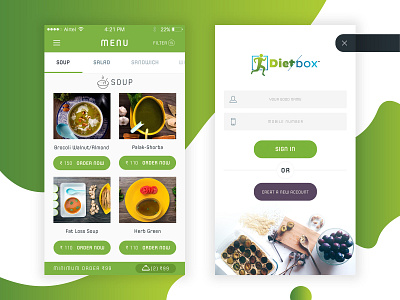 Diet Box app appstore diet food app food delivery interaction design ios login menu mobile app design online ui ux