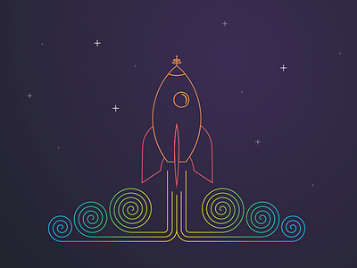 Rocket Ship color design drawing flat illustration illustrator line rocket