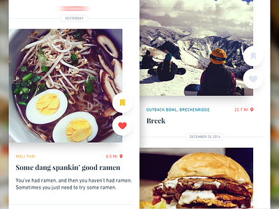 Memories App app burger design food iconography interface ios photos ramen timeline ui ux