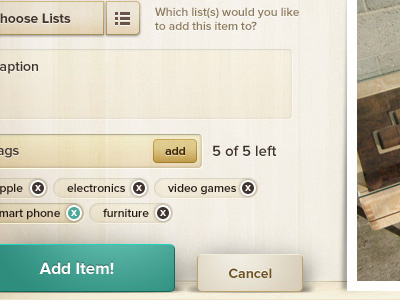 Modal Window Interface - Rebound app interface modal rebound wood