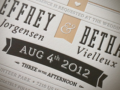 Printed Wedding Invite design invite letterpress print texture type typography vintage wedding