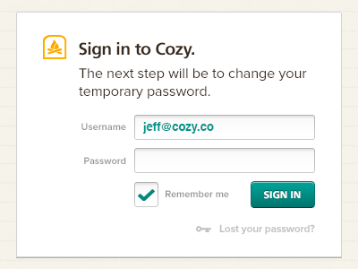 Cozy Sign In Page app application clean form icon interface ios login ui web