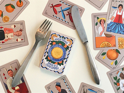 Baraja de la Cocina Española card game food illustration fournier illustration spain
