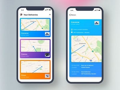 Product Location Tracking app delivery design gps iphonex map minimal tracking ui ux