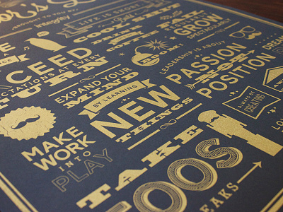 Rules Poster Close-up black gold poster screen print type typography