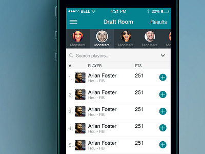 Draft Room App app clean draft flat ios iphone nfl player simple sports team