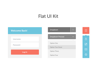 UI Kit drop down flat form friendly interaction interface kit sign up ui user ux web