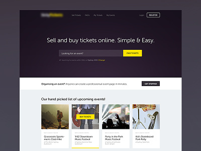 Tickets Homepage clean flat home homepage responsive search simple ui ux