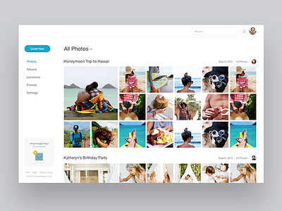 Photo Library clean desktop feed layout notch responsive ui ux web app website