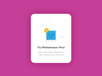PhotoKeeper Plus branding card illustration ios notch photo ui ux