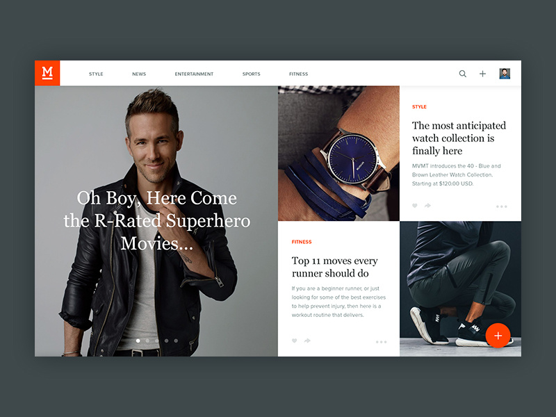 Manstand Feed responsive feed entertainment style branding notch ux ui magazine application web website