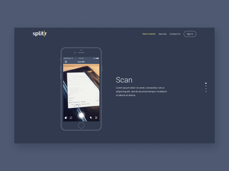 Split|r - How It Works application branding feature homepage landing page notch product ui ux