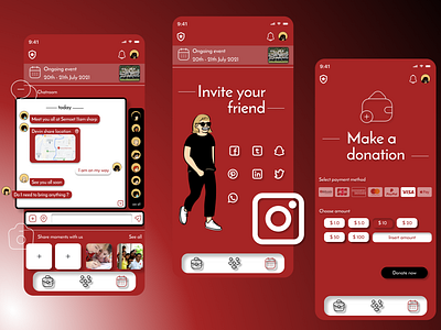 Community Services Application Features app chatroom design donation share ui ux volunteer
