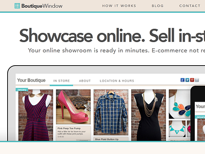 Boutique Window avenir boutique headline homepage saas