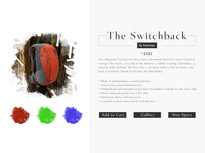 Product Card - Backpack backpack camping hiking product card ui web design