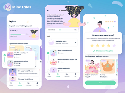MindTales – Mental Wellness App branding design meditation mental health mindtales mobile design ui