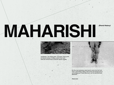 Maharishi "Brand History" — Promo Banner branding design fashion fuckyoudesign graphic design typography ui