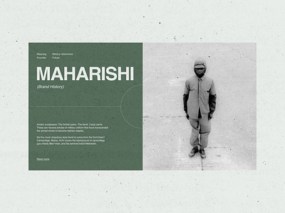 Maharishi "Brand History" — Main Page branding fashion fuckyoudesign graphic design landing page typography ui uiux web design website