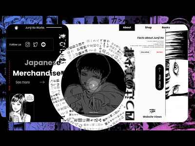 Junji Ito land page website anime black and white design graphic design horror manga japanese theme junji ito manga souichi tomie typography ui uzumaki web webdesign