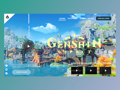 Genshin Impact Landing Page adobe xd design game genshin impact graphic design landing page mmorpg typography ui uiux user interface ux web