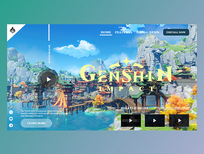 Genshin Impact Landing Page adobe xd design game genshin impact graphic design landing page mmorpg typography ui uiux user interface ux web