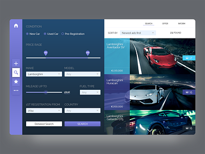 Search engine auto car card results search sidebar sort ui ux