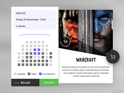 Cinema App app cinema movie ios seat select ticket ui ux warcraft