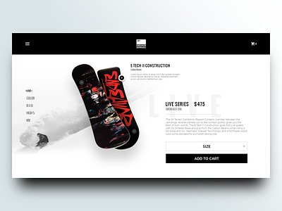 Endeavor Concept ecommerce interface product shop snowboarding store ui web