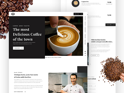 Cafe Jitter - Coffee Shop Landing Concept cafe coffee coffee shop debut landing page restaurant shop typography website design