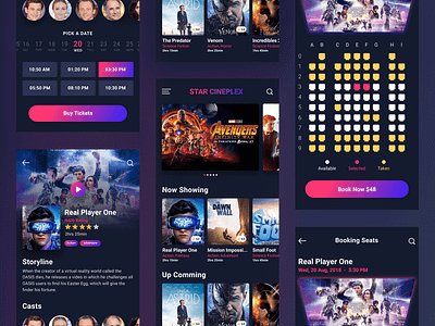 Cinema Booking App app booking cinema concept film interface movie ticket ui ux design