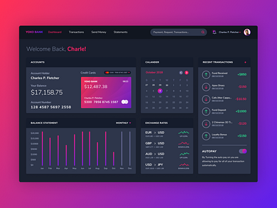 Bank Dashboard Dark Version
