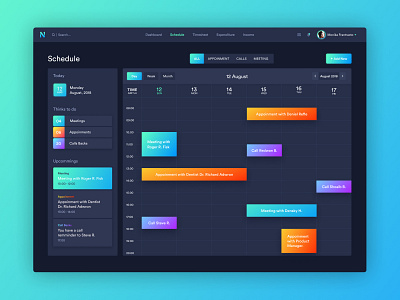 Scheduler - Task Management App activity appointments calender dashboard dashboard ui design event gradient illustration management tool schedule task list task management todo list userinterface ux design vector