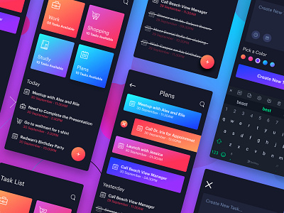 To-do list - Reminder App activity black check list colorful dashboard design gradient ios keep management mobile ui reminder schedule todo app todolist ui ux ui kit