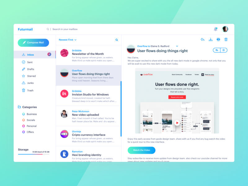 Email Client Dashboard by Mizanur Rahman Remon for Crunchy on Dribbble