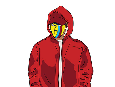 Red Hooded Masked Character 2d character 2d character animation icon vector