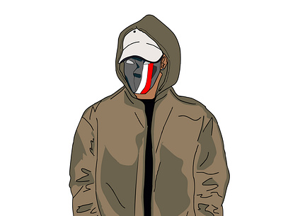 Army Styled Hooded Masked Character 2d character 2d character animation icon illustration vector