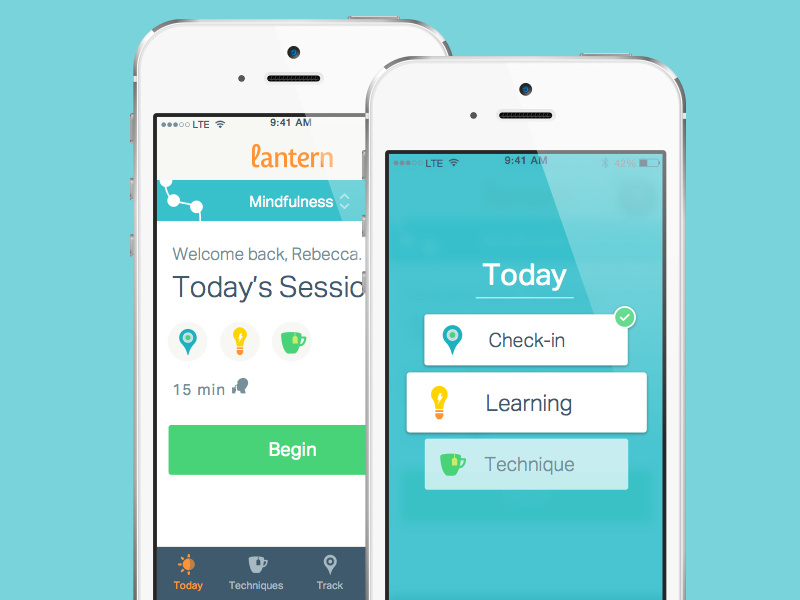 Today's Session progress healthy happy blue navigation app mobile ios