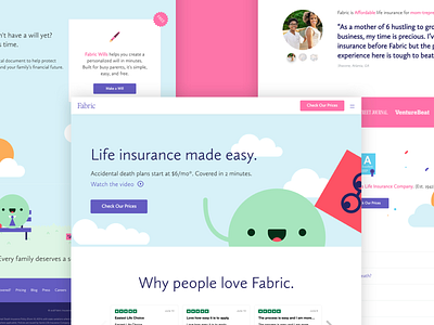 Fabric Homepage brand colorful homepage life insurance marketing ui web