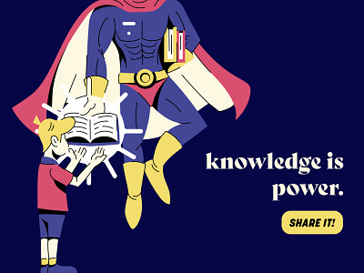 Knowledge is Superpower. design flat illustration vector