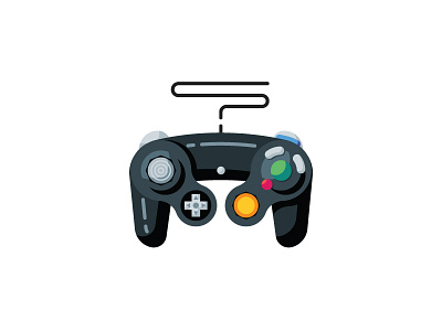 Gamecube Controller design flat icon illustration logo vector videogame
