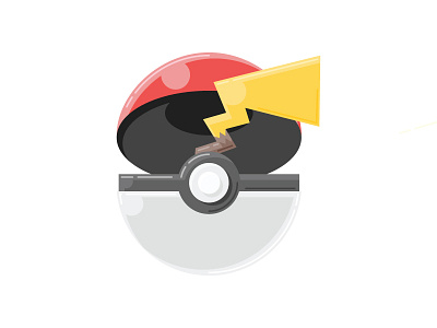 Pokeball design flat game icon illustration logo pikachu pokemon pokemongo rpg supersmashbros vector videogame