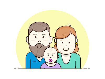 Family illustration baby character family father icon illustration mother