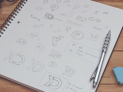 Profecto studio Sketches draw idea identity logo logo design pencil sketch sketch book