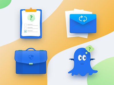 Icon Set bage email envelope ghost party icon a day icon set illustration office bag office icons questionnare sketch