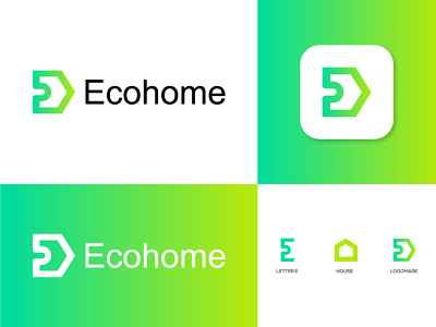 E letter logo,Home logo,Eco home branding