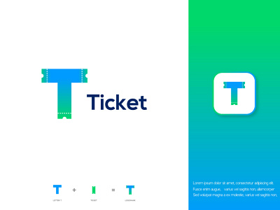 Letter T+ticket branding logo