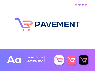 Letter p ,shopping cart,Modern E-commerce logo